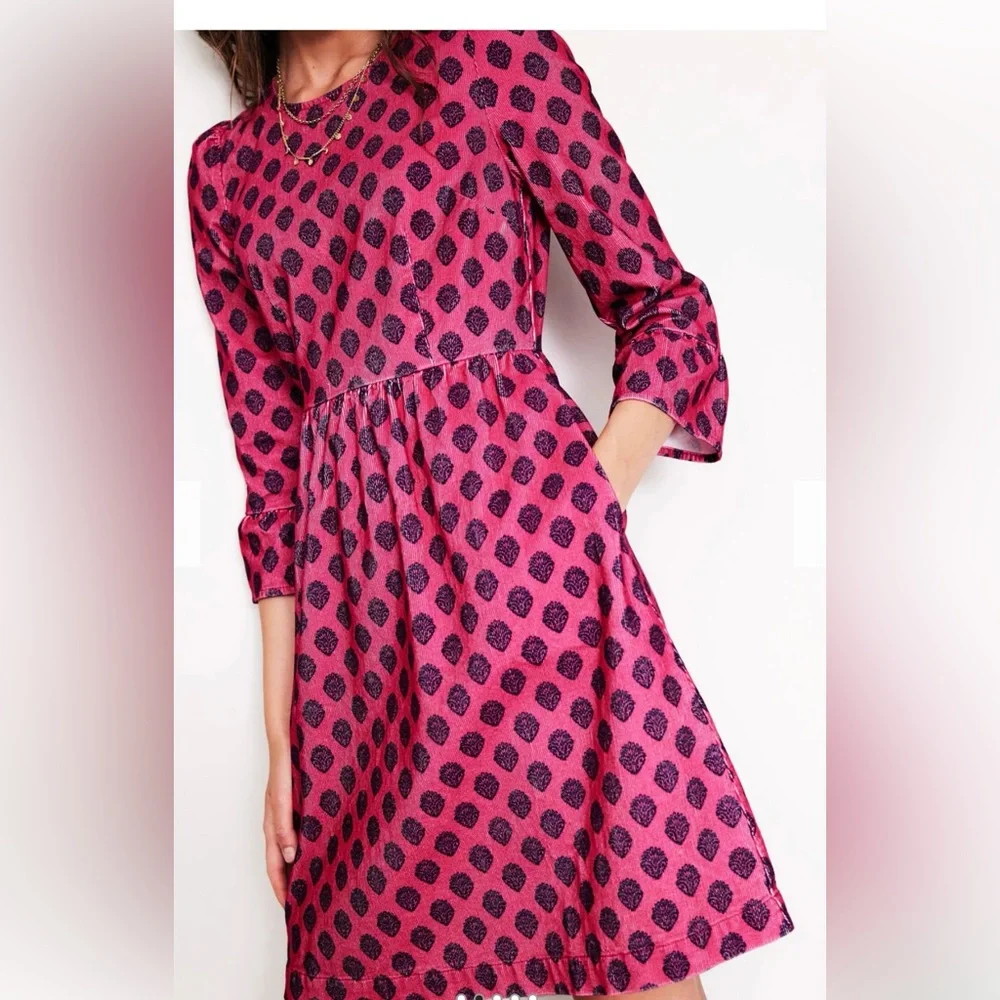 Boden Ora Pink Corduroy Dress 4 Long